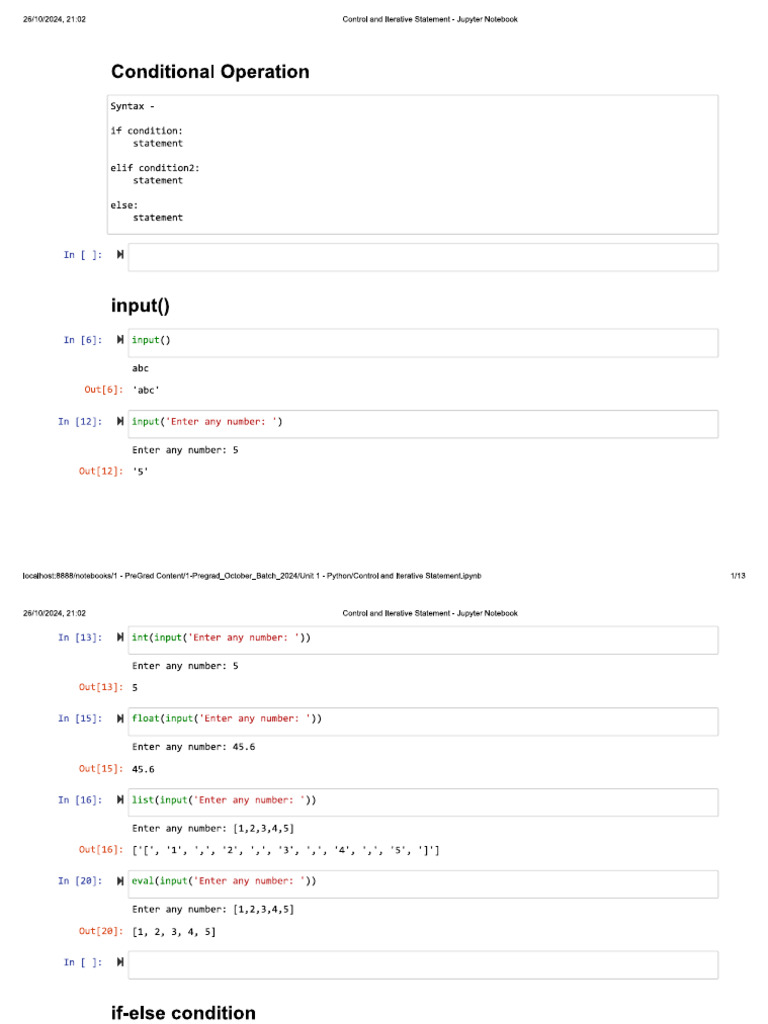 Control and Iterative Statement | PDF