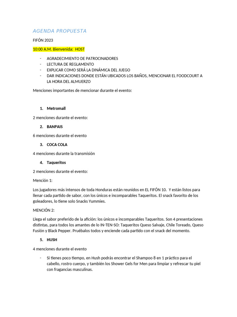 Agenda Propuesta Fifón | PDF | Hogar y jardín