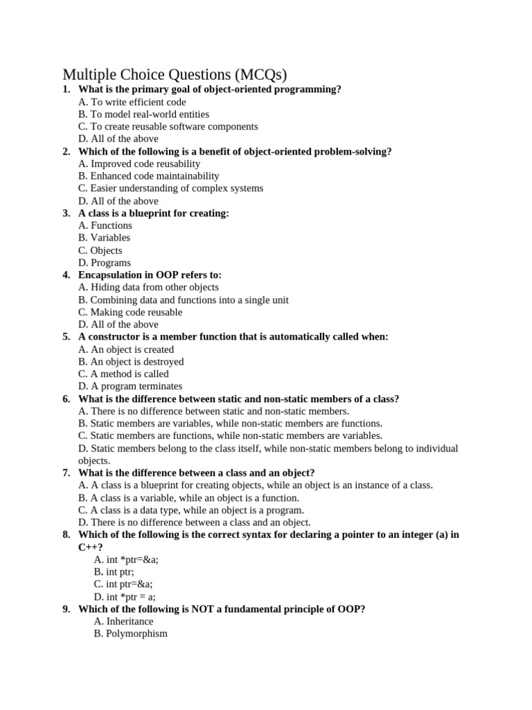 Paper Mid For OOP BSCS 2nd | PDF | Class (Computer Programming) | C++