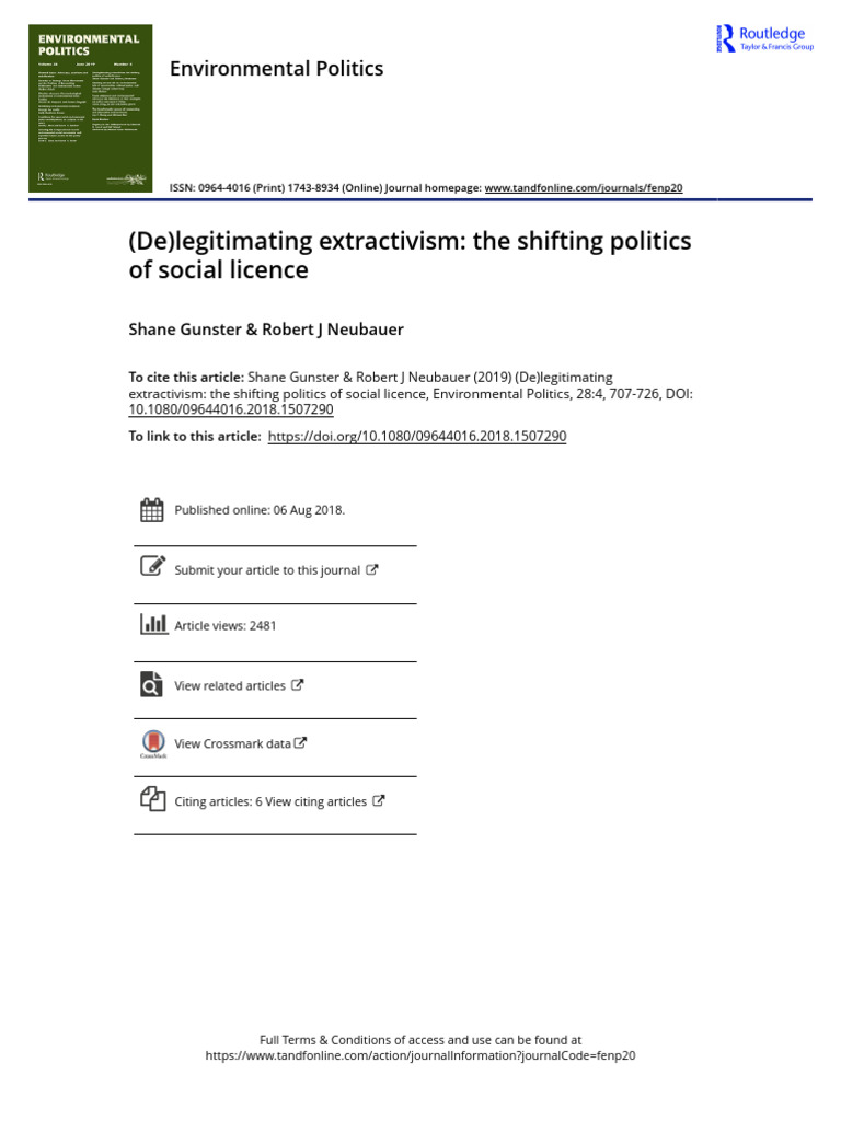 De Legitimating Extractivism The Shifting Politics of Social Licence ...