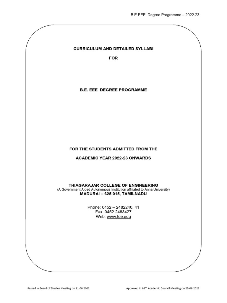 BE EEE R 2022 Syllabus | PDF | Waves | Integral