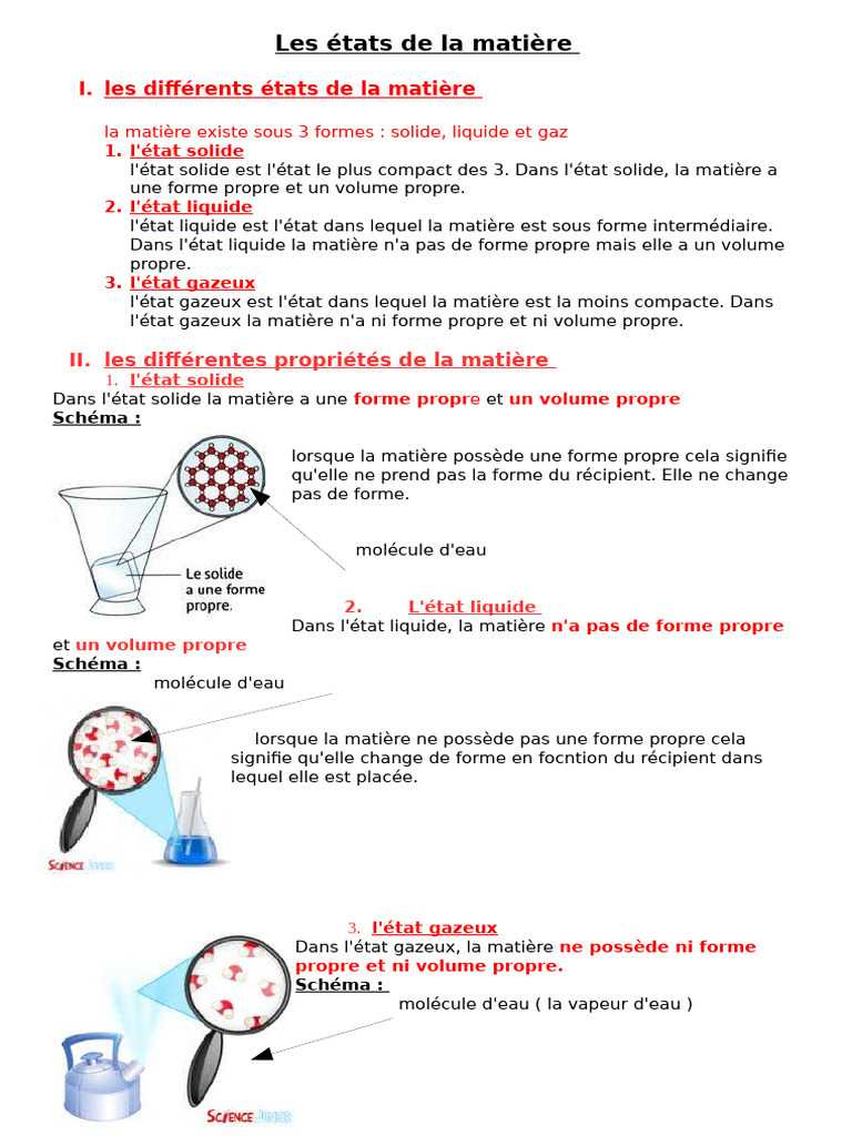 Les états de la matière expliqués | PDF | Gaz | Eau