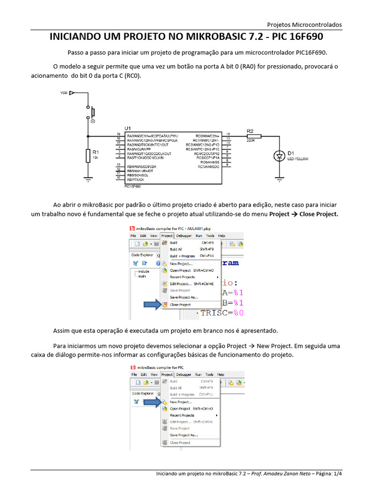 Iniciando Um Projeto No Mikrobasic 7 | PDF | Microcontrolador | Informática
