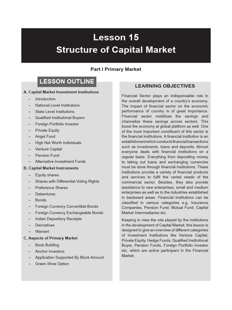 Capital Market Investment Institutions Overview | PDF | Private Equity ...