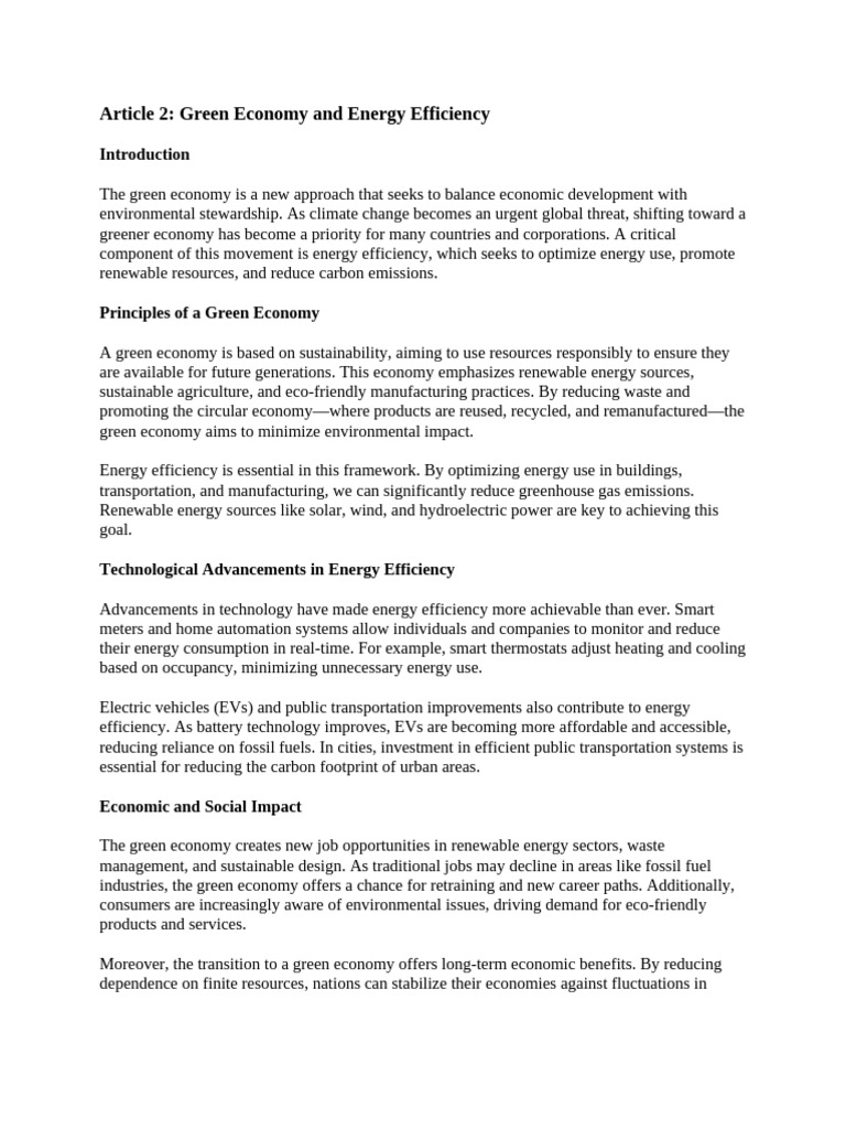 Green Economy and Energy Efficiency Insights | PDF | Green Economy ...