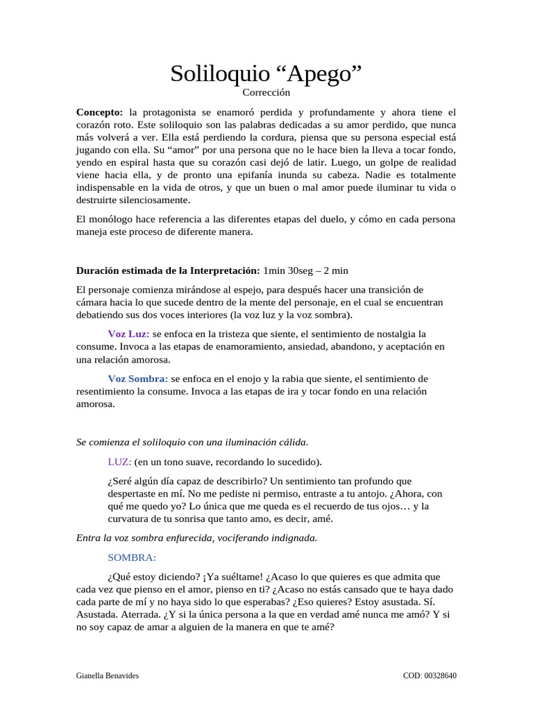 Entrega 75% Soliloquio | PDF | Amor | Monólogo