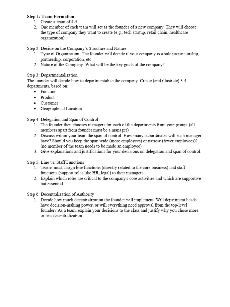 Team-Based Company Formation Guide | PDF