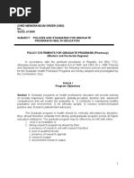 Graduate Pharmacy Program as of Aug 11 09