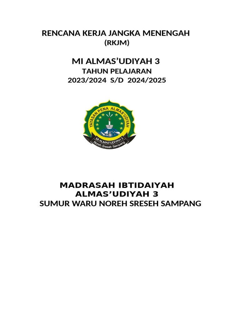 RKJM MI Almas'udiyah 2023-2025 | PDF