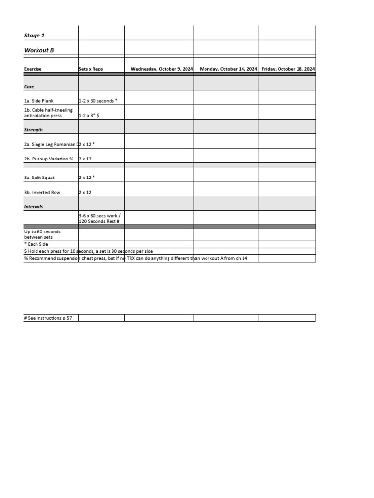 Stage 1 Workout B: Core & Strength Routine | PDF | Physical Fitness ...