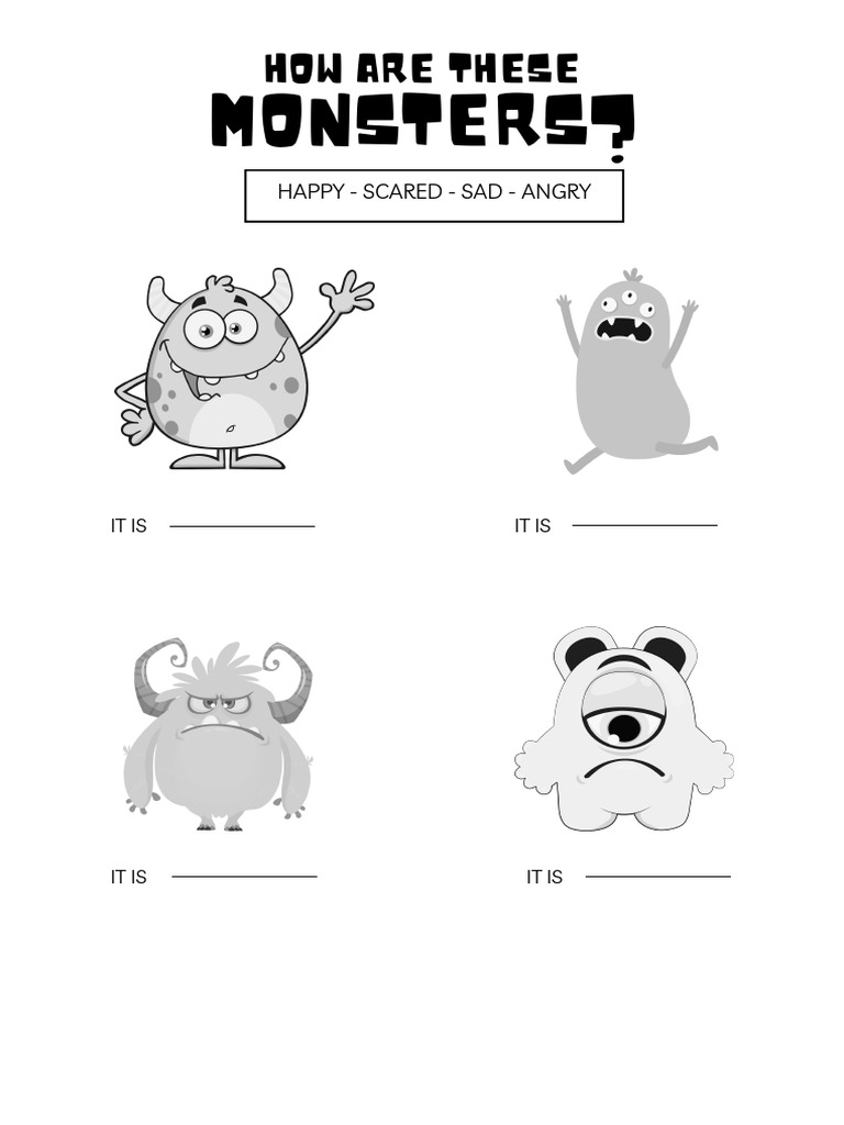 Colorful Describe The Monsters Worksheet PDF