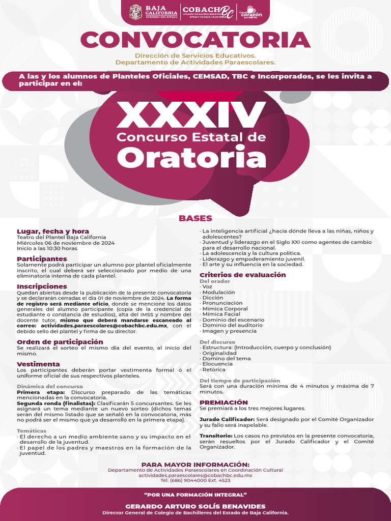 Convocatoria CBBC 2024: Concurso de Oratoria | PDF | Salud y bienestar