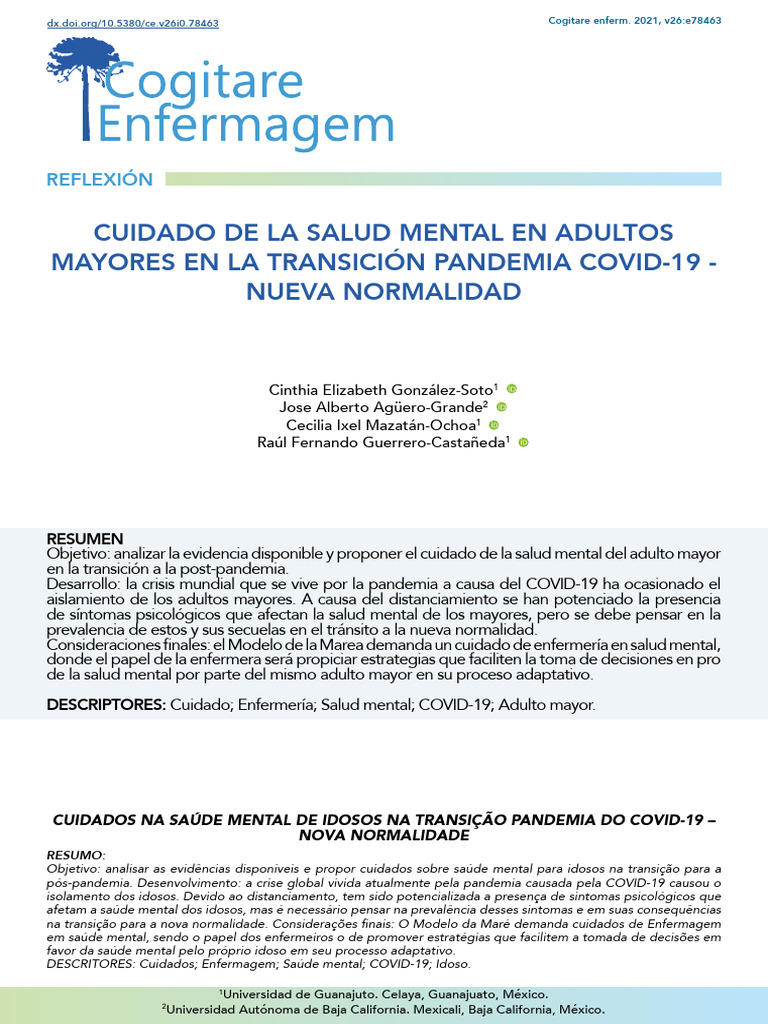 Salud Mental en Adultos Mayores Post-COVID | PDF | Adultos | Salud mental