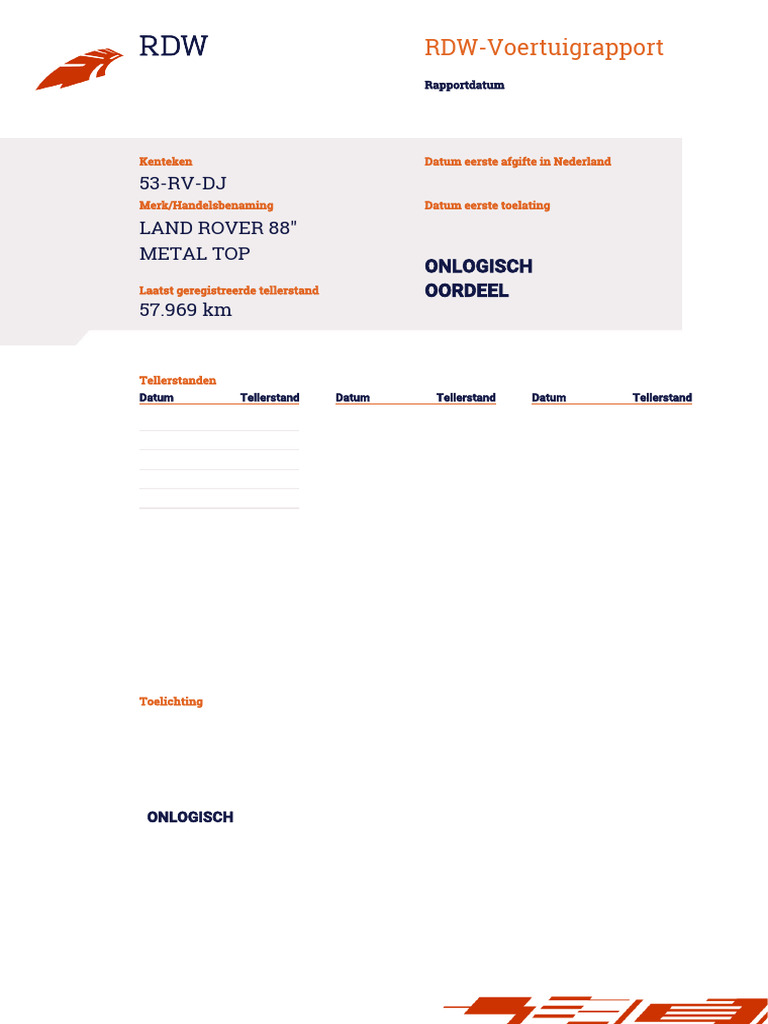 RDW Voertuigrapport | PDF
