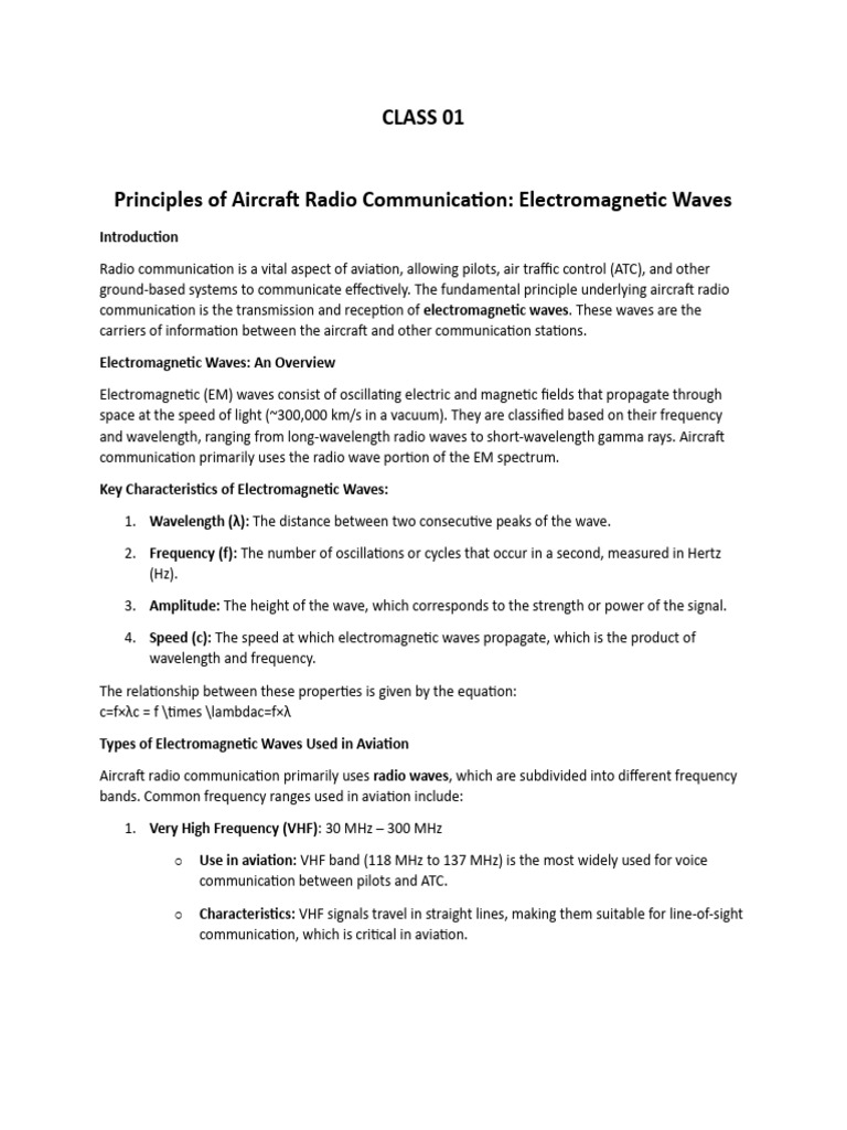Aircraft Radio Communication Basics | PDF | Electromagnetic Radiation ...