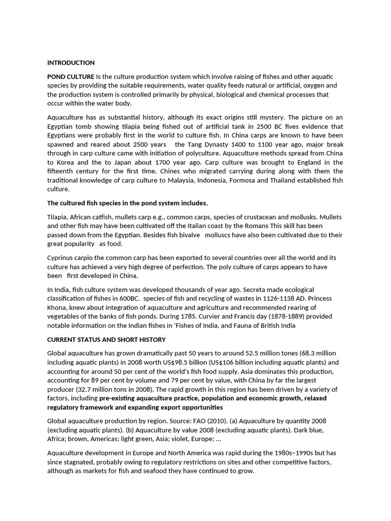 Aquaculture Has As Substantial History Pdf Aquaculture Fish