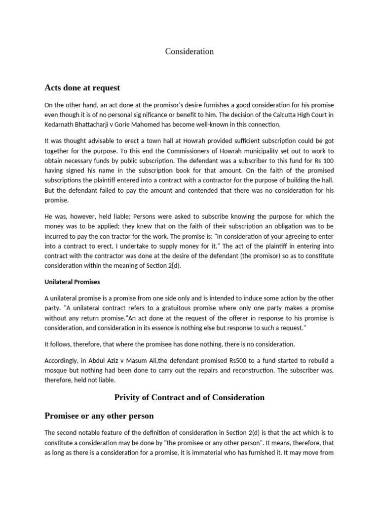 Understanding Consideration in Contracts | PDF | Consideration | Common Law