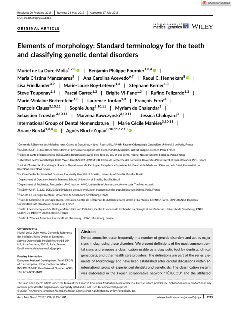 Classification of Genetic Dental Disorders | PDF | Human Tooth ...
