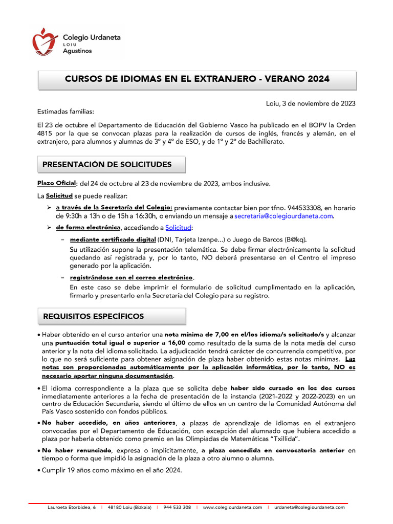 Becas para Cursos de Inglés en Verano 2024 | PDF | Informática