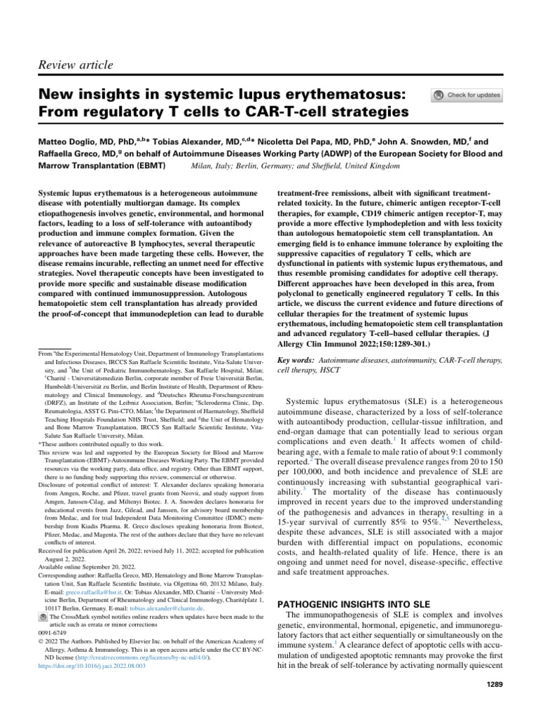 New Insights in Systemic Lupus Erythematosus | PDF | Hematopoietic Stem ...