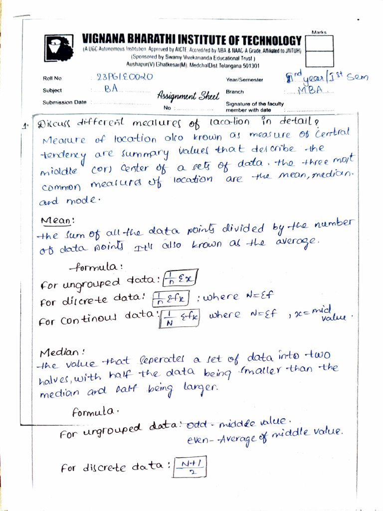 Measures of Central Tendency Explained | PDF | Mathematical Concepts ...