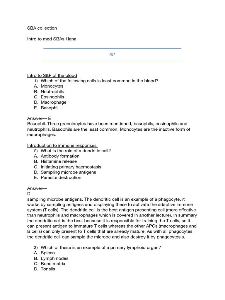 SBA Collection For Year 1s | PDF | Autonomic Nervous System | Liver
