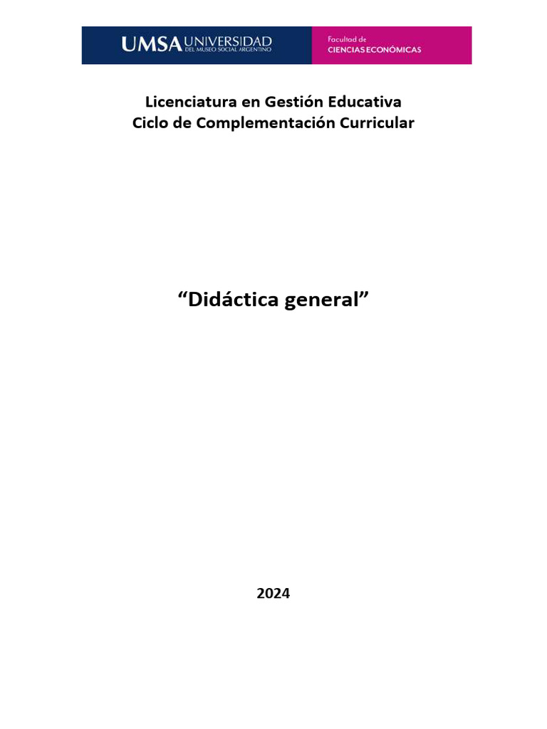 Didáctica General en Gestión Educativa | PDF | Plan de estudios | Enseñando