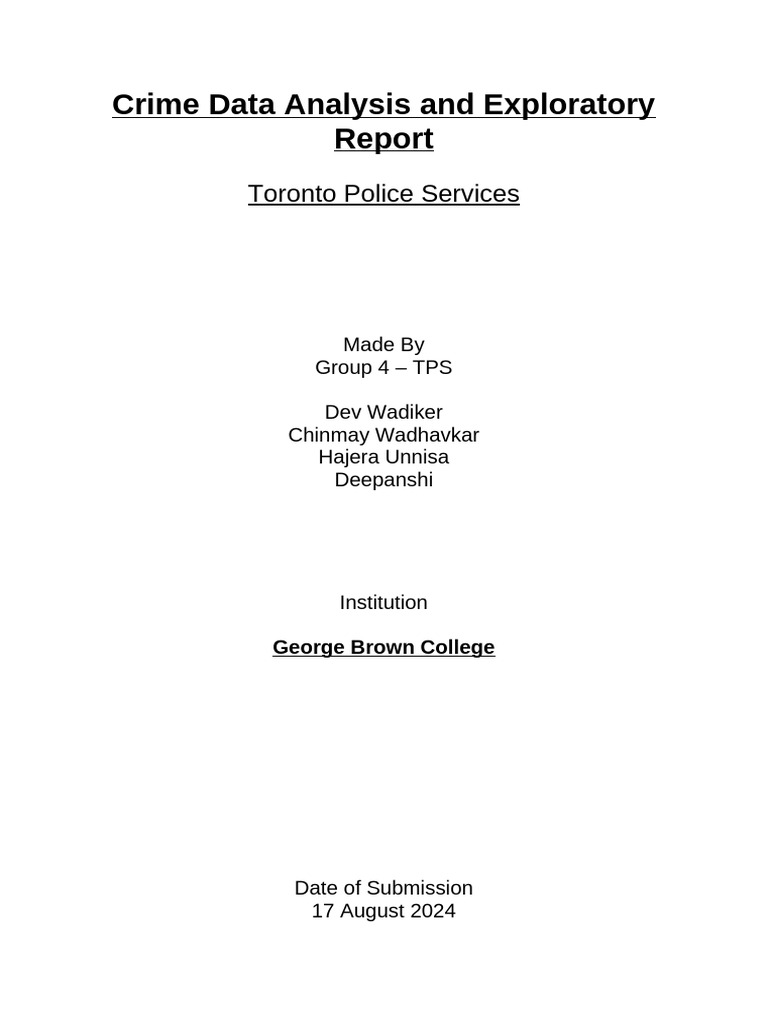 Toronto Crime Data Analysis Report | PDF | Data Analysis | Dependent ...