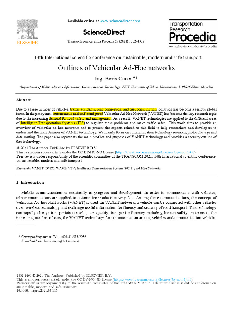Outlines of Vehicular Ad-Hoc Networks | PDF | Routing | Computer Network