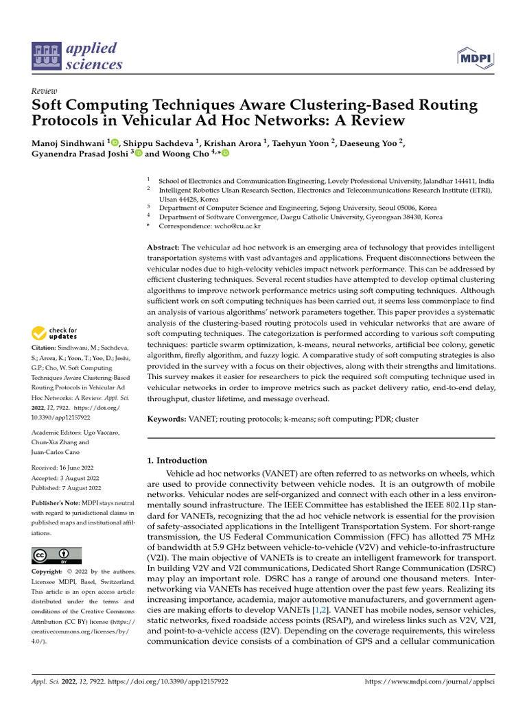 Soft Computing Techniques Aware Clustering-Based Routing Protocol Vanet ...