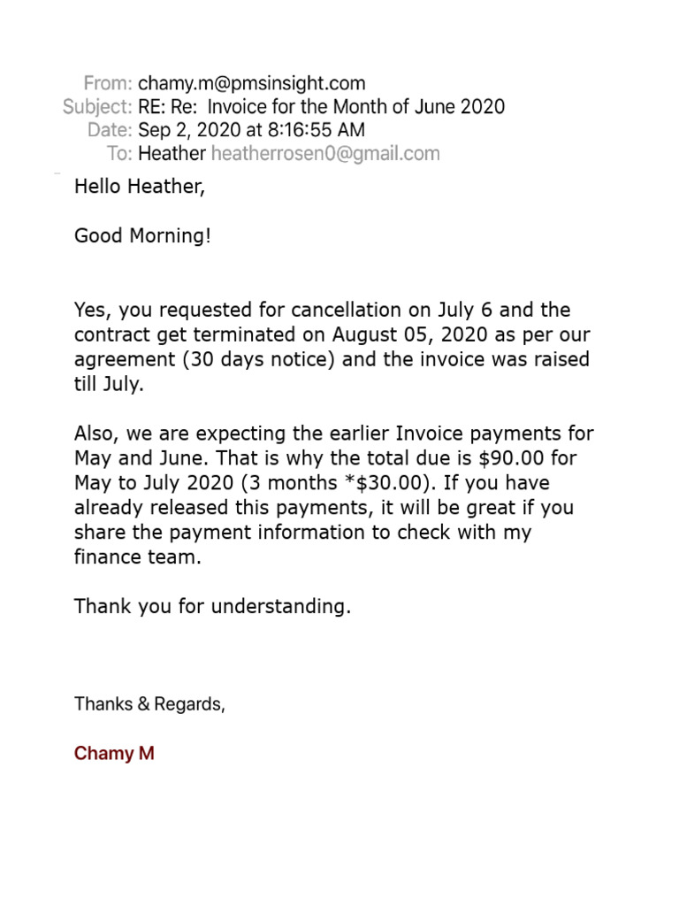 RE Re Invoice For The Month of June 2020 | PDF