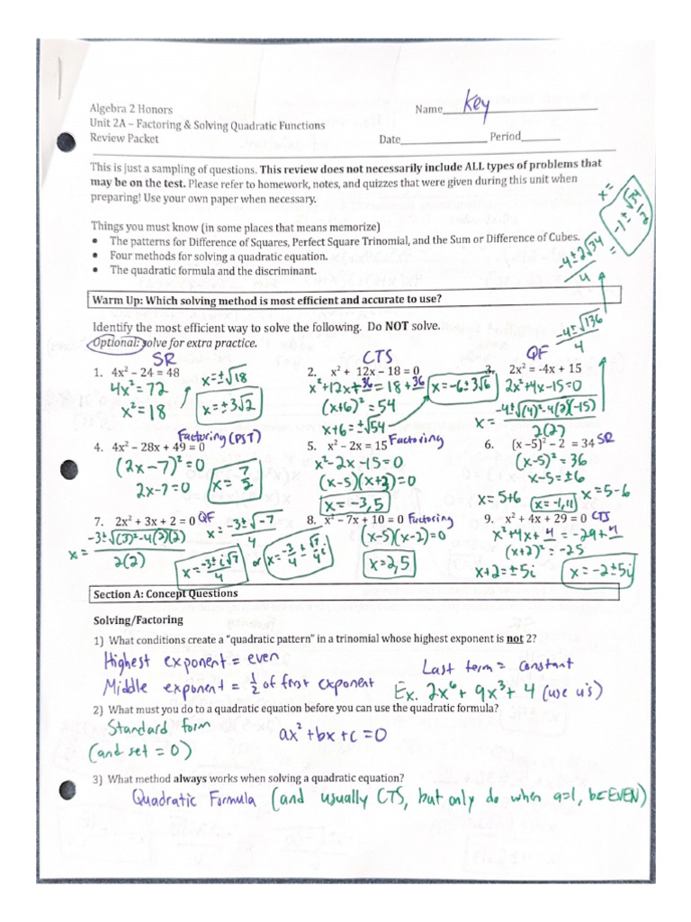 Test Unit 2 Klasa 5 Unit+2A+Test+Review+Solutions | PDF