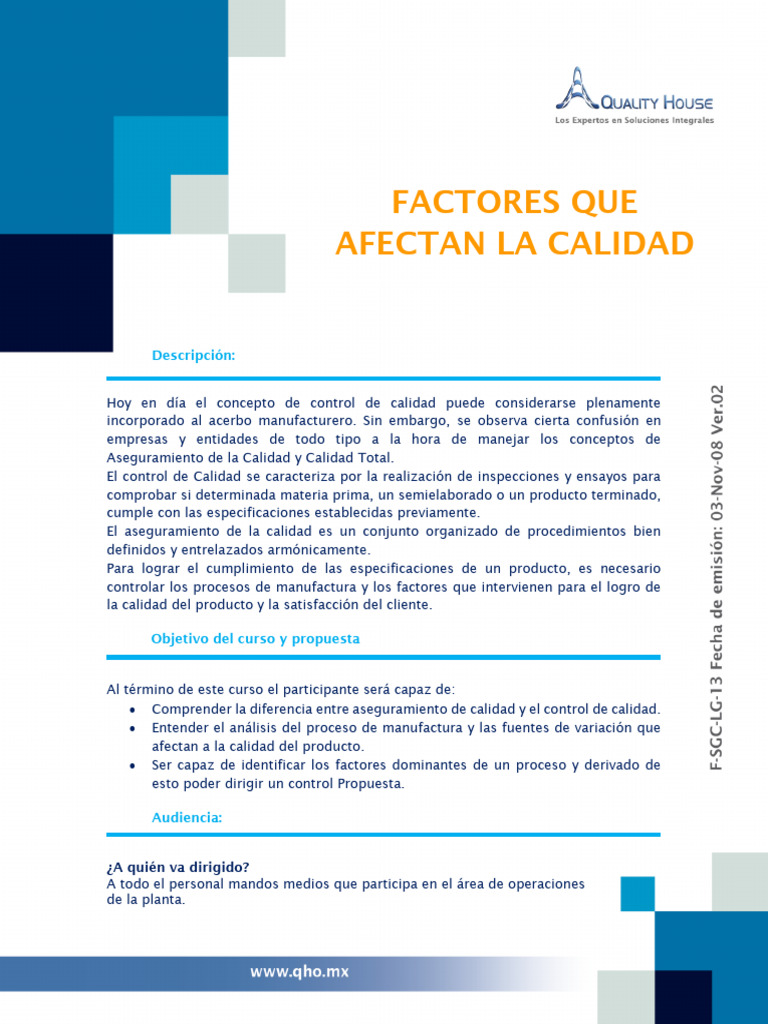 Factores Que Afectan La Calidad - CD | PDF | Calidad (comercial) | Business