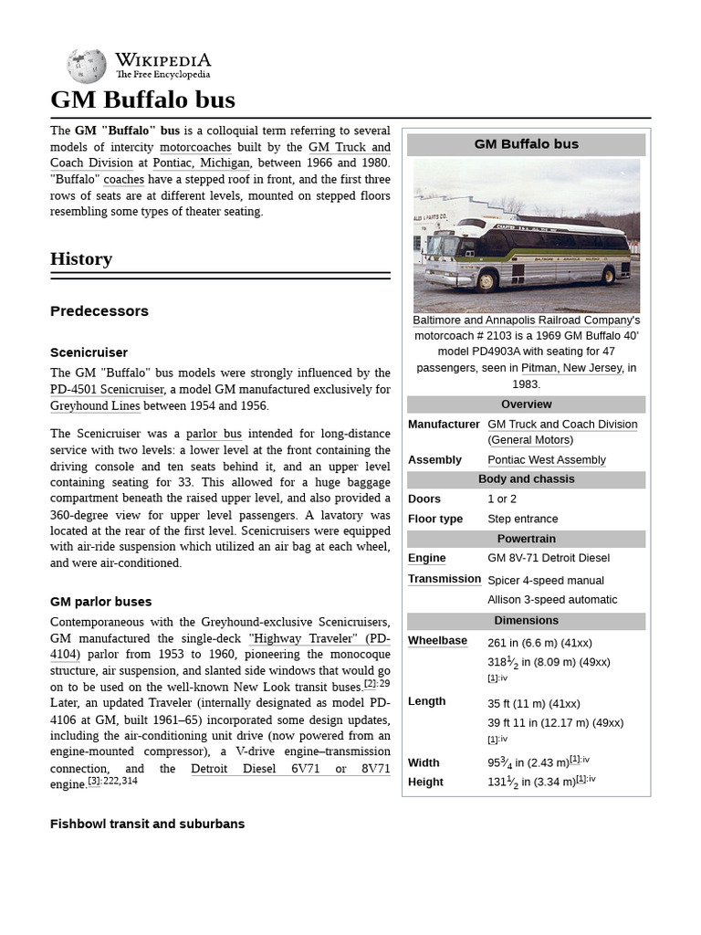 GM Buffalo Bus Overview and History | PDF | Land Vehicles | Automotive ...