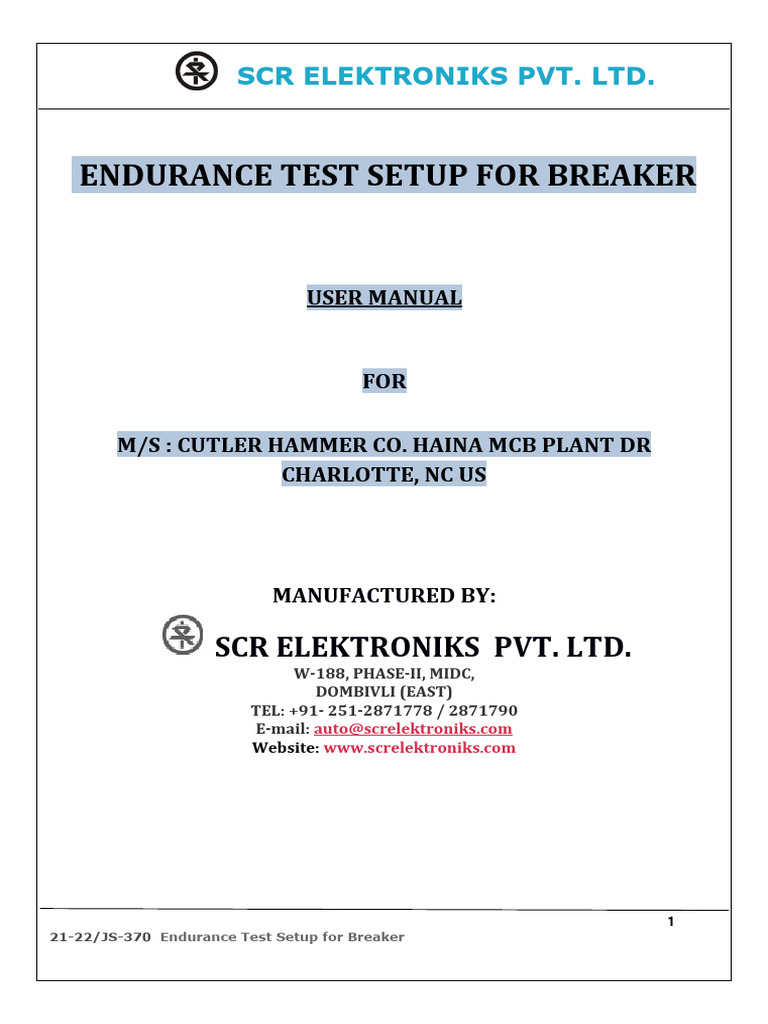 Endurance Test Setup for Breakers | PDF | Programmable Logic Controller ...