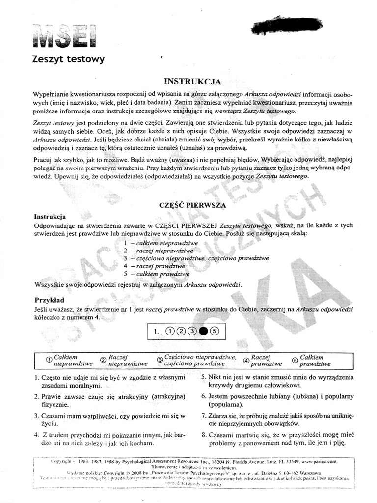 MSEI Zeszyt Testowy | PDF