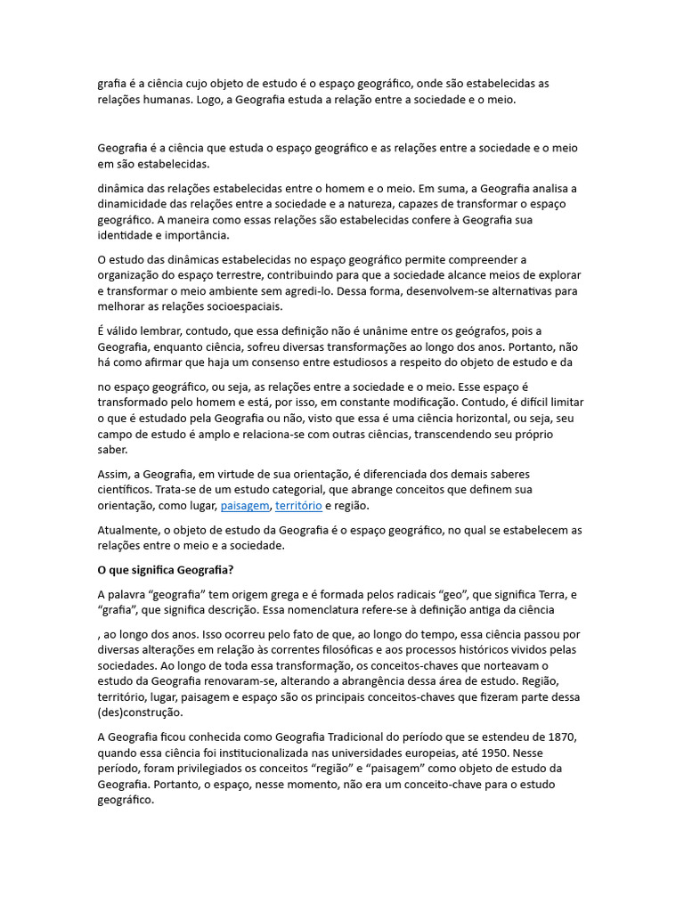 O Objeto de Estudo da Geografia | PDF | Geografia | Science
