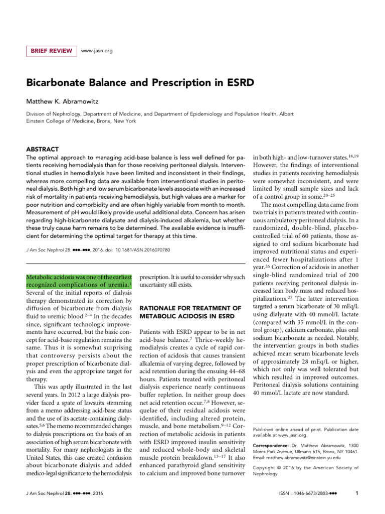 Abramowitz 2016 J Am Soc Nephrol PDF Hemodialysis Chronic Kidney