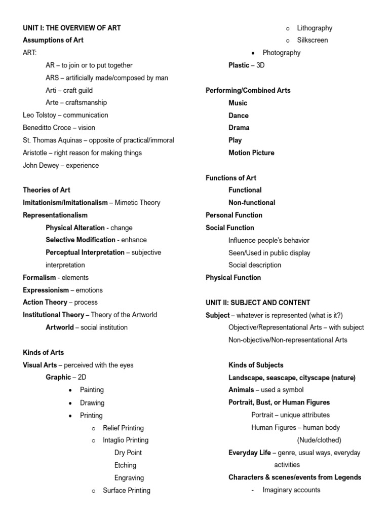 Hum 01 unit i to v lecture guide pdf paintings color