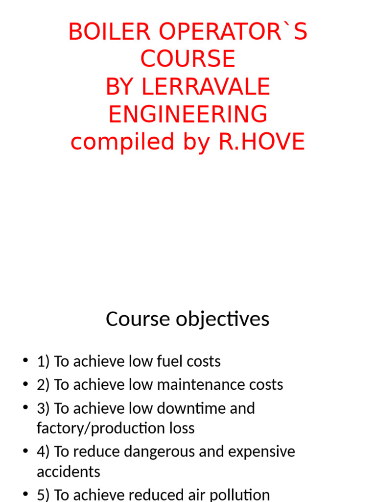 Standard Boiler Operation Course | PDF | Boiler | Combustion