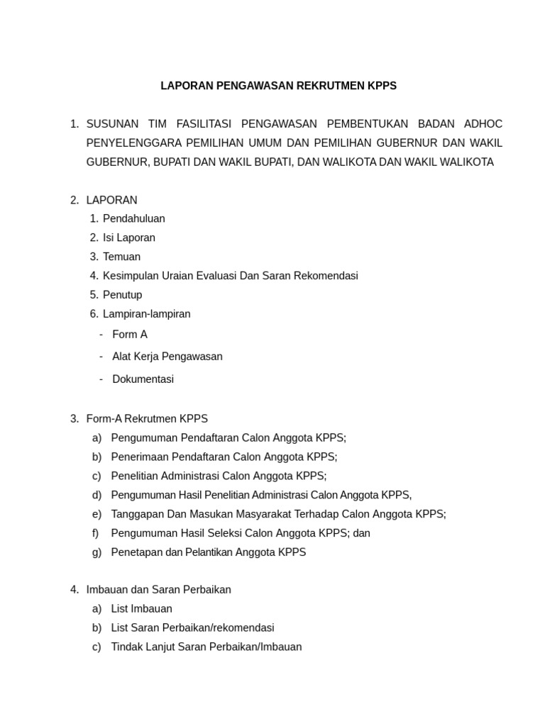 Laporan Pengawasan Rekrutmen KPPS | PDF | Hukum