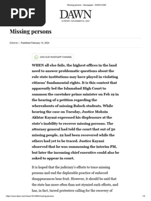 Missing persons - Newspaper - DAWN.COM