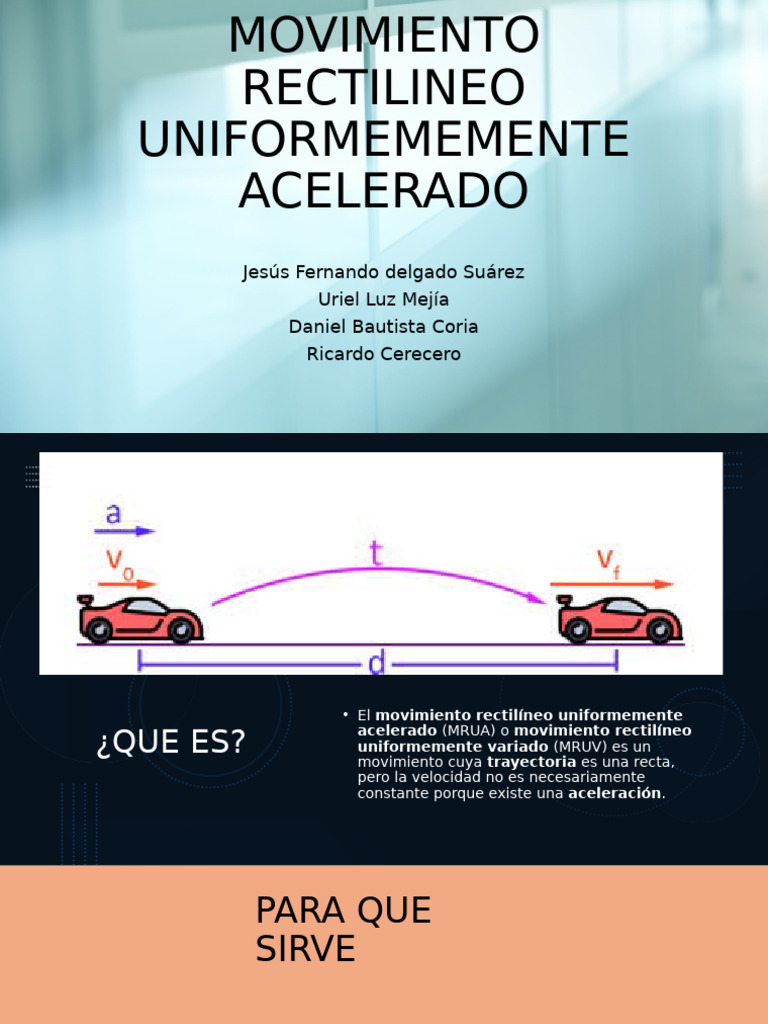 Movimiento Rectilíneo Uniformemente Acelerado | PDF | Velocidad ...