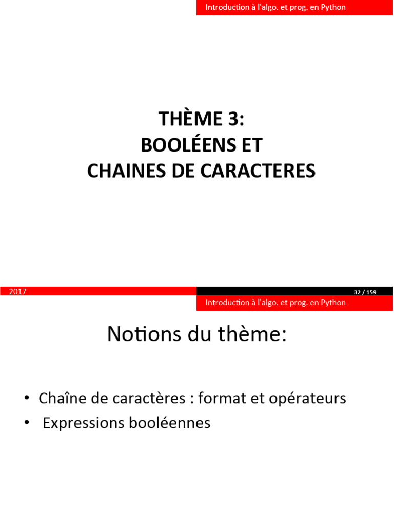 Chaînes et Booléens en Python | PDF | Guillemet | Syntaxe (logique)