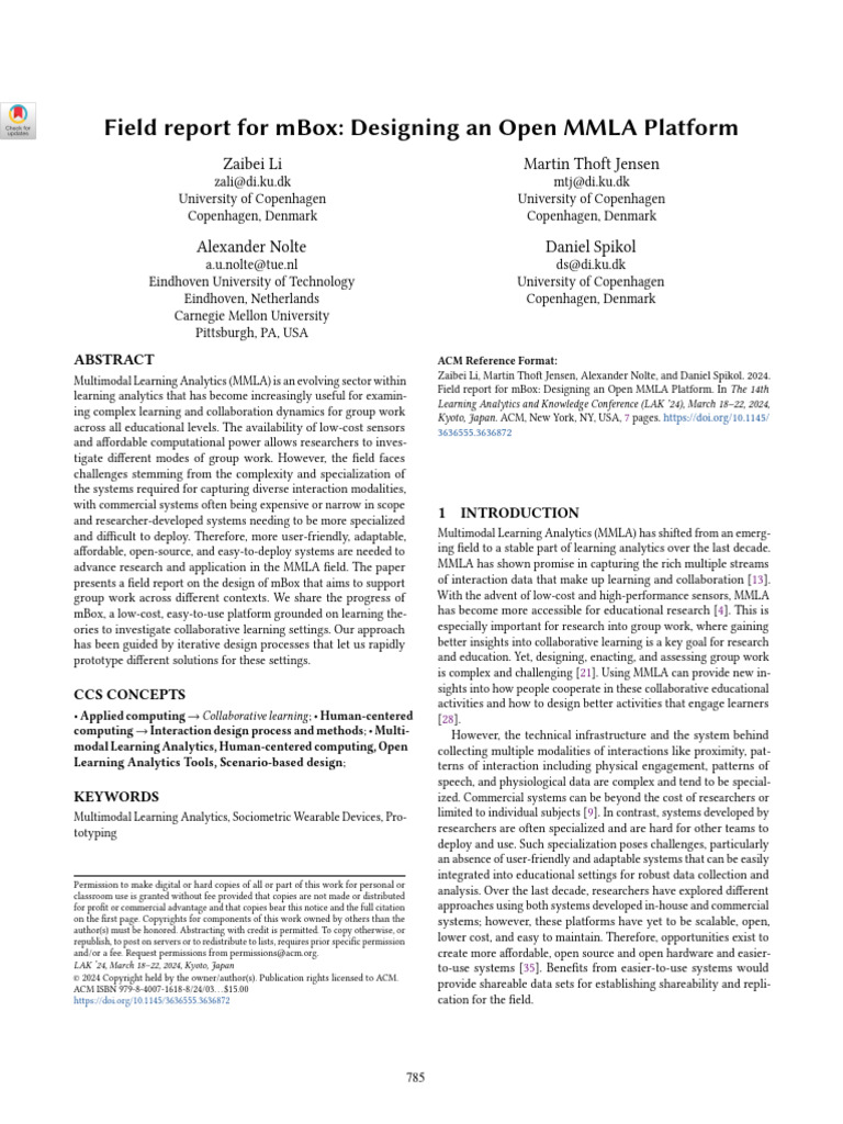 38 - Field Report For Mbox Designing An Open MMLA Platform | PDF ...
