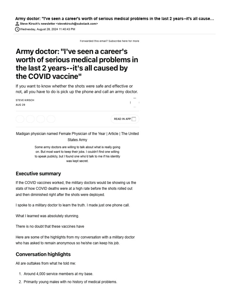 Army Doctor Reveals COVID Vaccine Impact | PDF | Clinical Medicine ...
