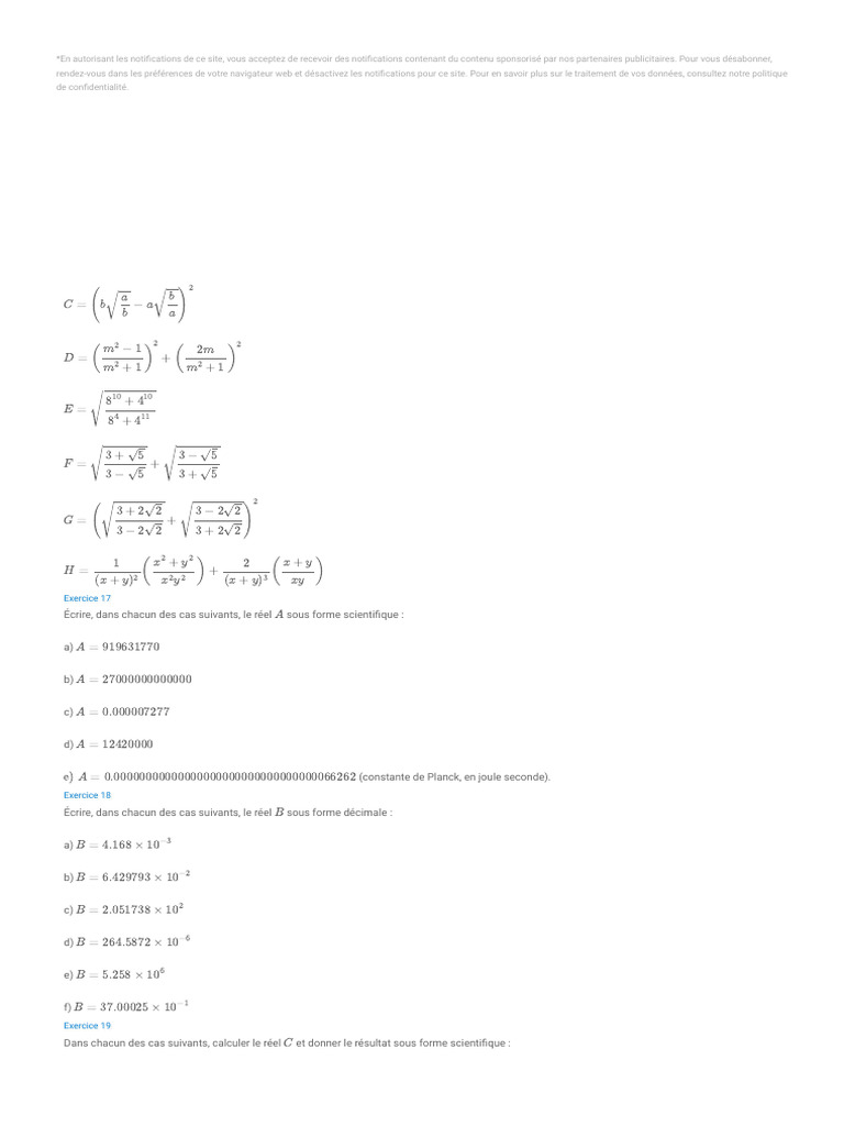 Exercices corrigés de calcul dans R | PDF | Internet | Internet et Web