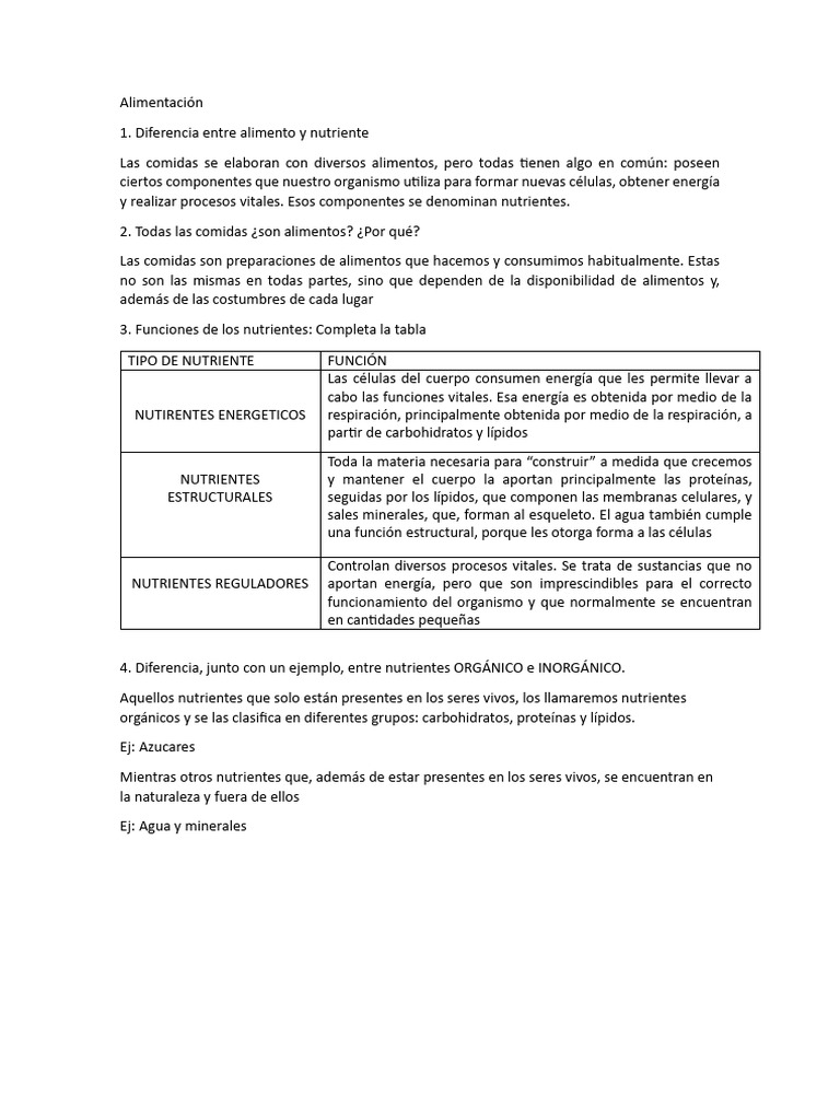 Mapa conceptual de alimentos y nutrientes | PDF | Nutrientes | Alimentos