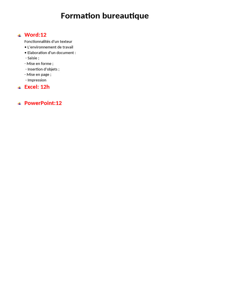 Formation Bureautique : Word, Excel, PowerPoint | PDF