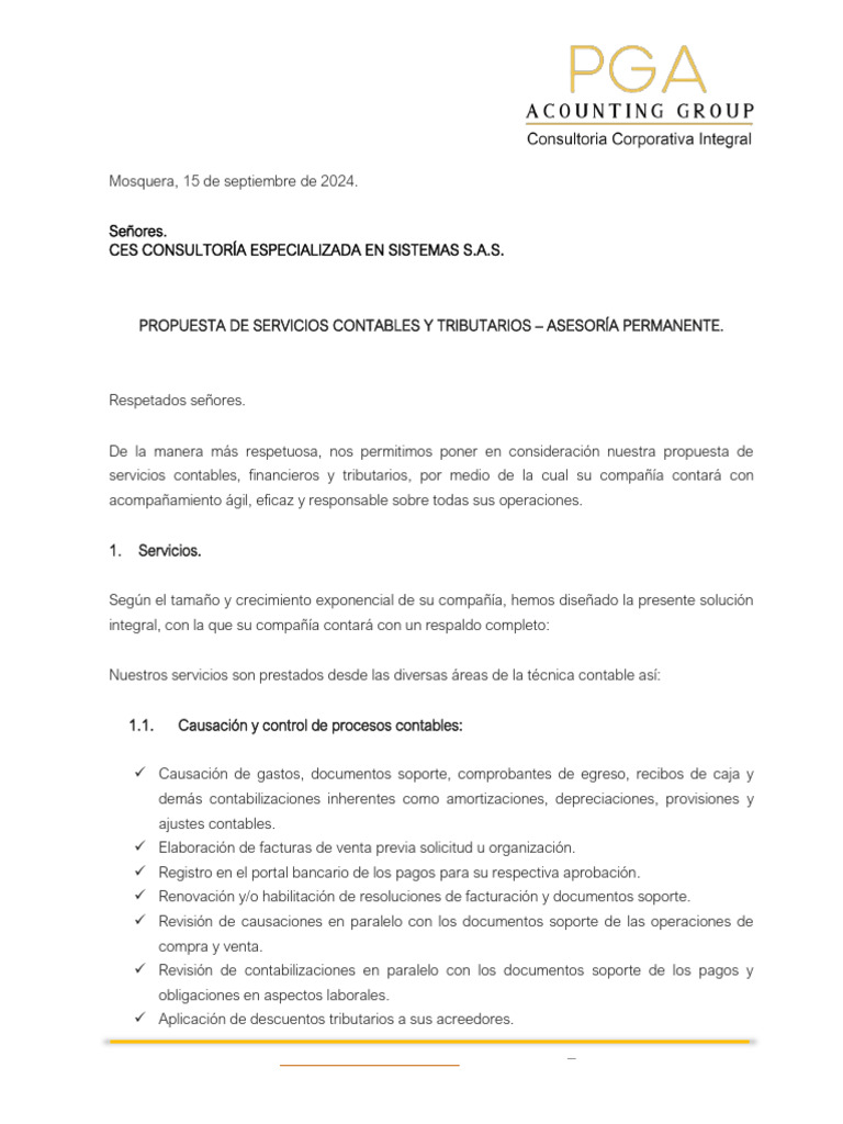 Propuesta de Servicios Contables CES | PDF | Contabilidad | Economias